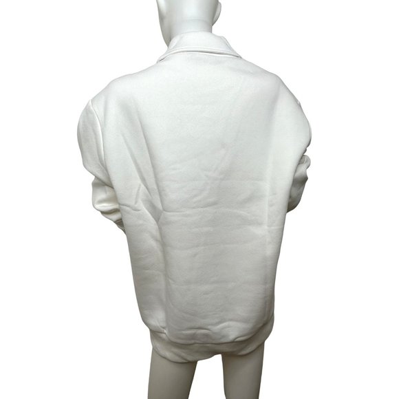 Asos Design Women’s White Sweatshirt S Collar V-Neck Rib Trim Drop Shoulder - Picture 3 of 10